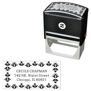 Folk Art Floral Border Cute Cosy Rustic Autumn Self-inking Stamp