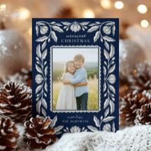 Folk Art Floral Frame Christmas Photo