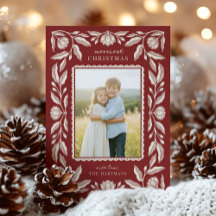 Folk Art Floral Frame Christmas Photo