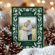 Folk Art Floral Frame Christmas Photo