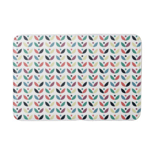 Folk Art Floral Geometric Pattern Bath Mat