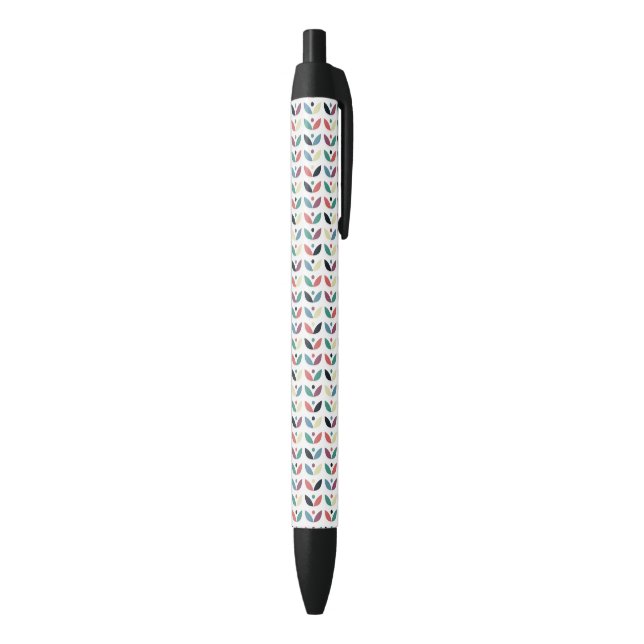 Folk Art Floral Geometric Pattern Black Ink Pen (Bottom (Vertical))