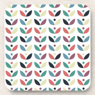Folk Art Floral Geometric Pattern Coaster