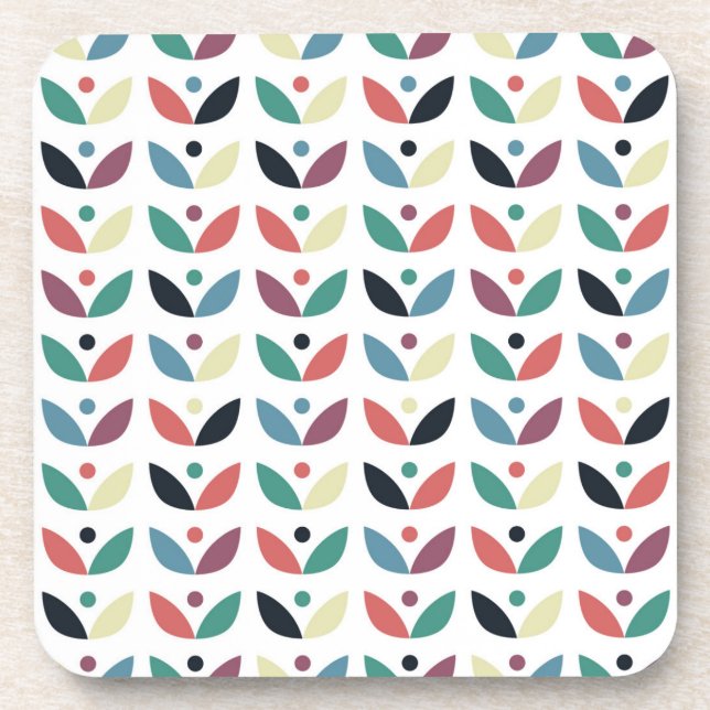 Folk Art Floral Geometric Pattern Coaster (Front)