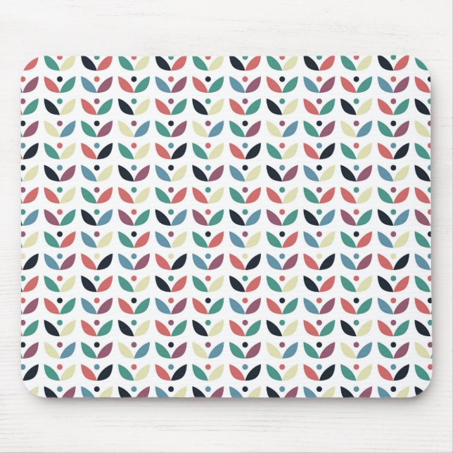 Folk Art Floral Geometric Pattern Mouse Mat (Front)