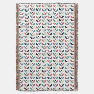 Folk Art Floral Geometric Pattern Throw Blanket