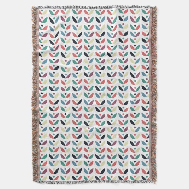 Folk Art Floral Geometric Pattern Throw Blanket (Front Vertical)