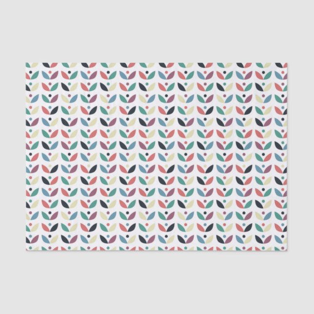 Folk Art Floral Geometric Pattern Tissue Paper (Front)