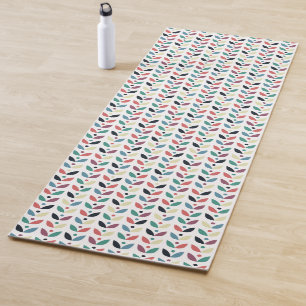 Folk Art Floral Geometric Pattern Yoga Mat
