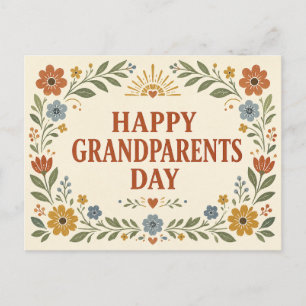 Folk Art Floral Happy Grandparents Day Postcard
