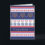 Folk Art Floral Hearts Birthday Card, Girlfriend Card<br><div class="desc">A pretty Birthday Card for a Girlfriend,  with a pattern of Hearts and Flowers,  inspired by Eastern European Folk Art. Part of the Posh & Painterly 'Folk Heart' collection.</div>