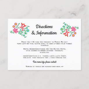 Folk Art Floral Mexican Fiesta Wedding info Enclosure Card