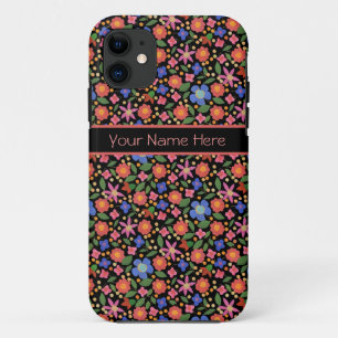 Folk Art Floral on Black iPhone 5 Case-Mate Case