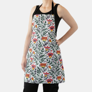 Folk art floral pattern apron