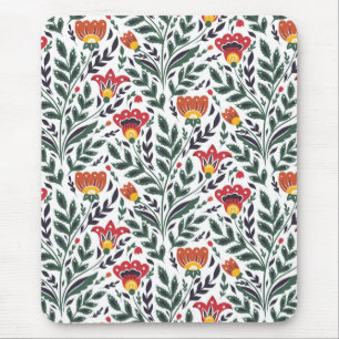 Folk art floral pattern mouse mat