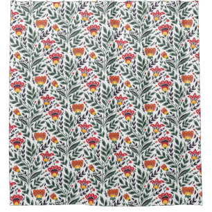 Folk art floral pattern shower curtain
