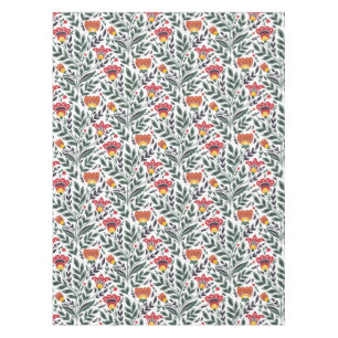 Folk art floral pattern tablecloth