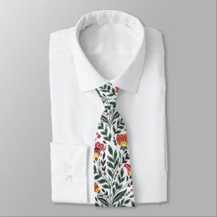 Folk art floral pattern tie