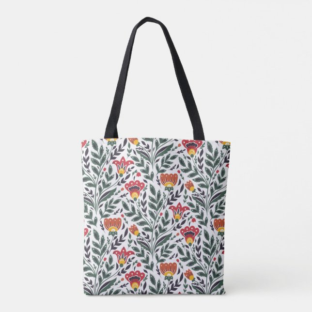 Folk art floral pattern tote bag (Back)