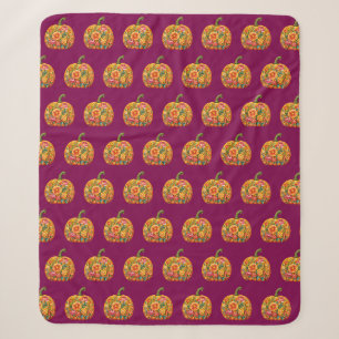 Folk Art Floral Pumpkin Fleece Blanket – Symmetric