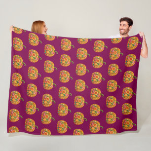 Folk Art Floral Pumpkin Fleece Blanket – Symmetric