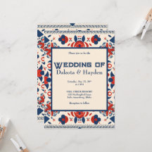 Folk art floral red, white, and blue