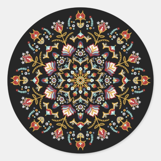 Folk Art Floral Sticker (Front)