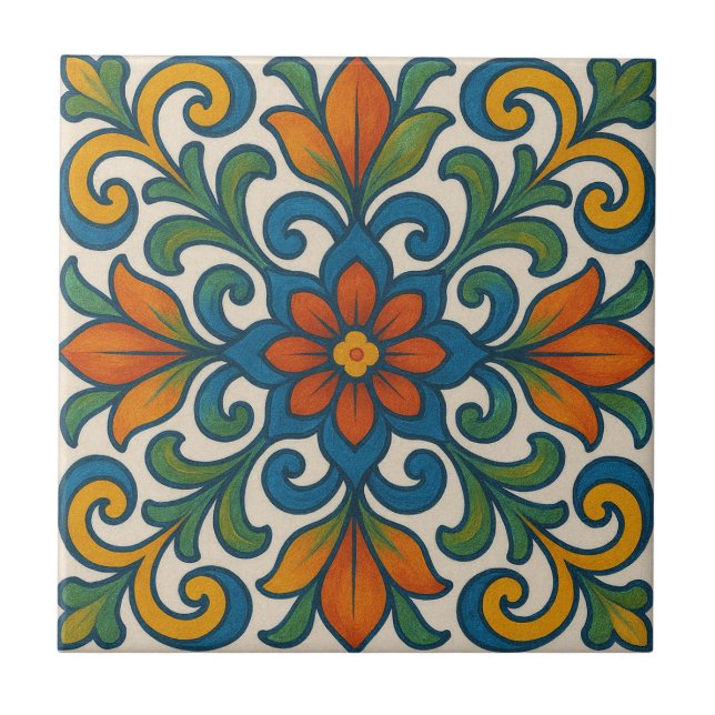 Folk Art Floral Tile (Front)