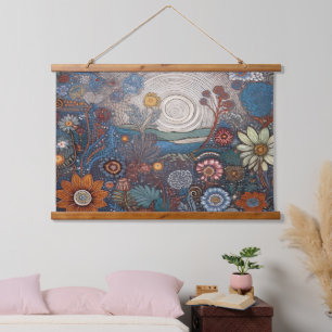 Folk Art Flower Landscape Wall Hanging Tapestry