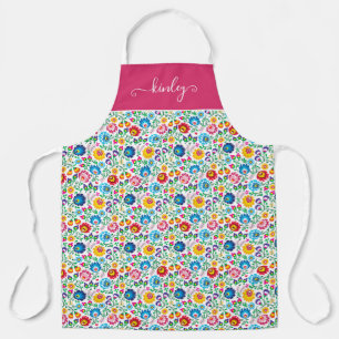 Folk Art Flower Pattern 2 Apron