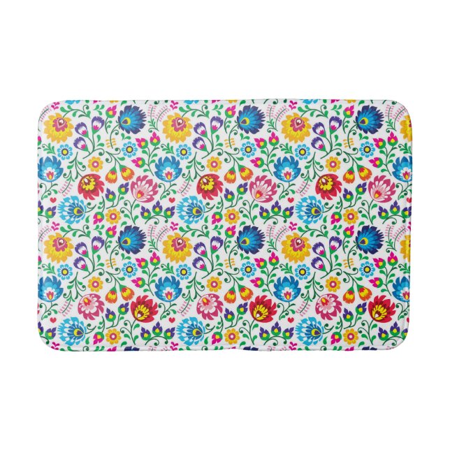 Folk Art Flower Pattern 2 Bath Mat (Front)