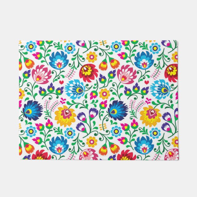 Folk Art Flower Pattern 2 Doormat (Front)
