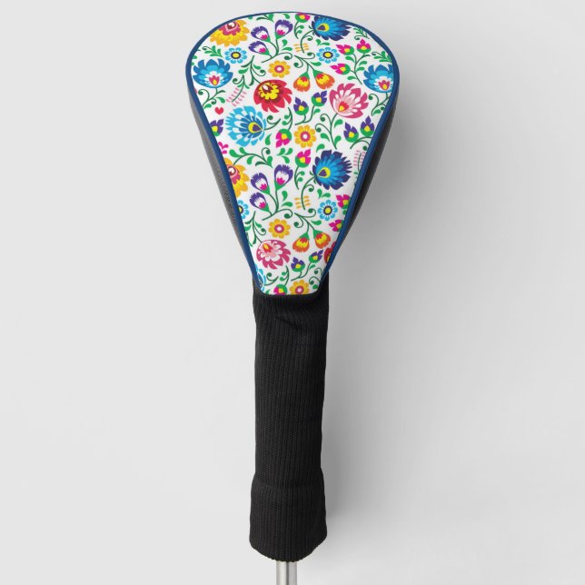 Folk Art Flower Pattern 2 Golf Head Cover (Front)