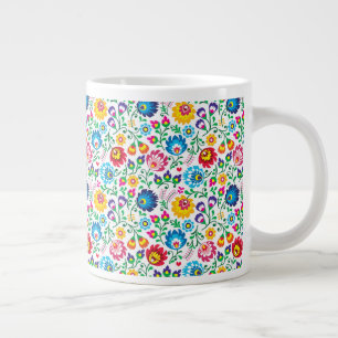 Folk Art Flower Pattern 2 Large Coffee Mug