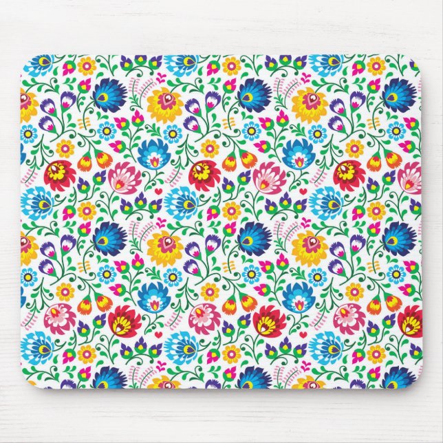 Folk Art Flower Pattern 2 Mouse Mat (Front)