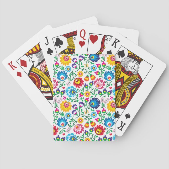 Folk Art Flower Pattern 2 Playing Cards (Back)