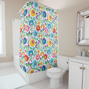 Folk Art Flower Pattern 2 Shower Curtain