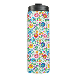 Folk Art Flower Pattern 2 Thermal Tumbler