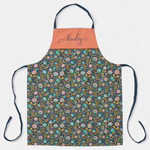 Folk Art Flower Pattern Apron