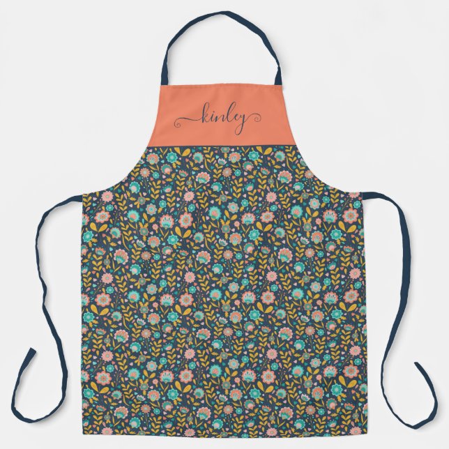 Folk Art Flower Pattern Apron (Front)