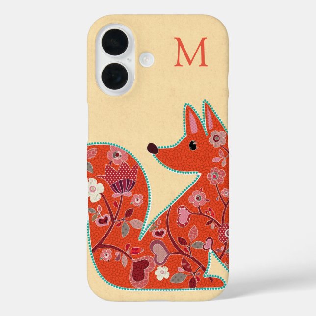 Folk Art Flower Pattern Fox Personalised Case-Mate iPhone Case (Back)