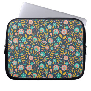 Folk Art Flower Pattern Laptop Sleeve