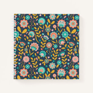 Folk Art Flower Pattern Notebook