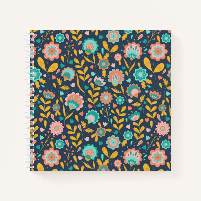 Folk Art Flower Pattern Notebook (Front)