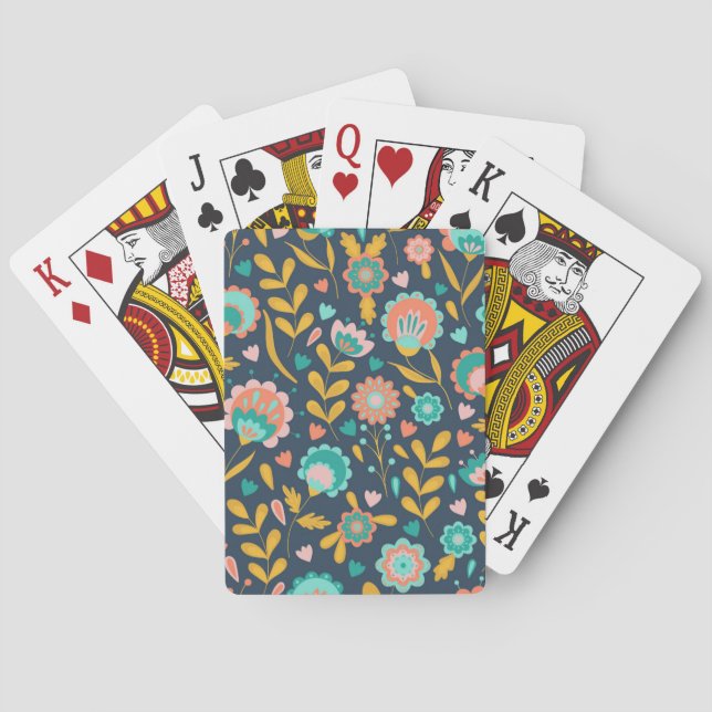 Folk Art Flower Pattern Playing Cards (Back)