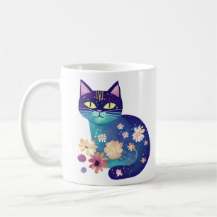 Folk Art Flowers and Cat Mum Coffee Mug