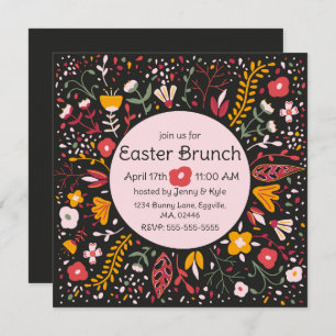 Folk Art Flowers Easter Invitation