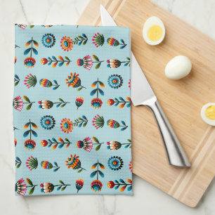 Folk Art Flowers Kitchen Towel