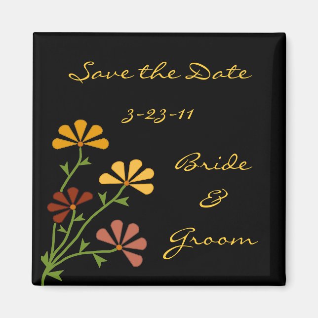 Folk Art Flowers Save the Date Magnet (Front)