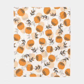 Folk Art Flowers Scandinavian Style Fleece Blanket